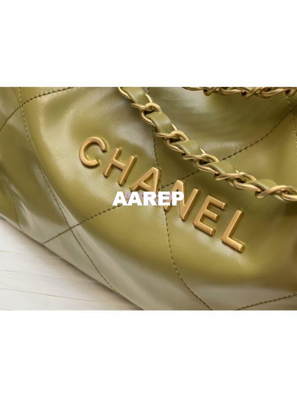 Replica Chanel 22 Handbag Shiny Calfskin & Gold Metal AS3260 AS3261 Green Khaki 16
