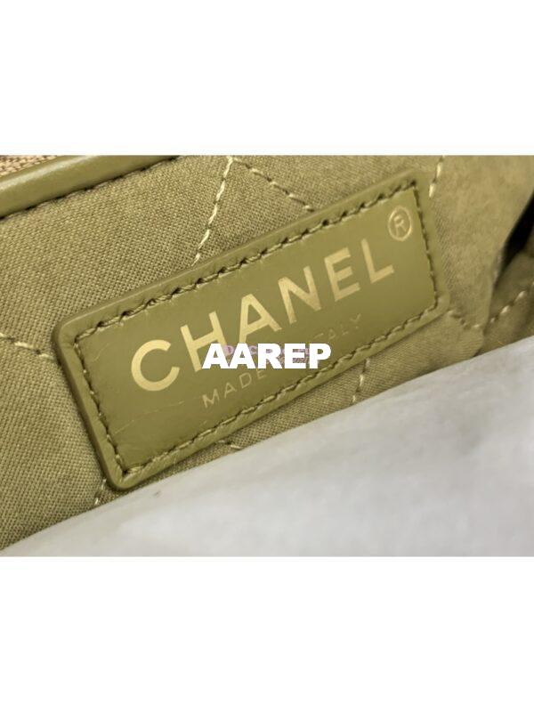 Replica Chanel 22 Handbag Shiny Calfskin & Gold Metal AS3260 AS3261 Green Khaki 19