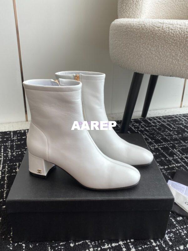 Replica Chanel Ankle Boots Stretch Lambskin G39166 White 3
