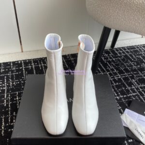 Replica Chanel Ankle Boots Stretch Lambskin G39166 White 2