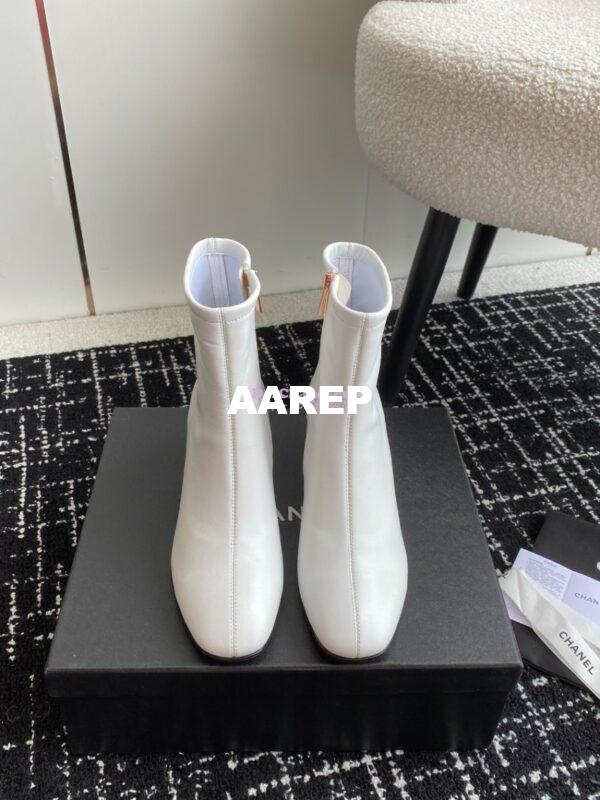 Replica Chanel Ankle Boots Stretch Lambskin G39166 White 4