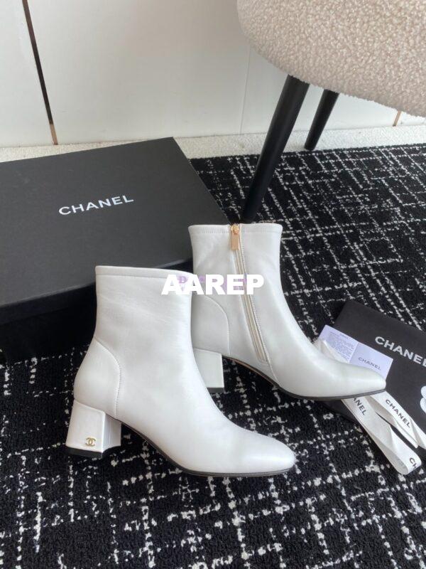 Replica Chanel Ankle Boots Stretch Lambskin G39166 White 5