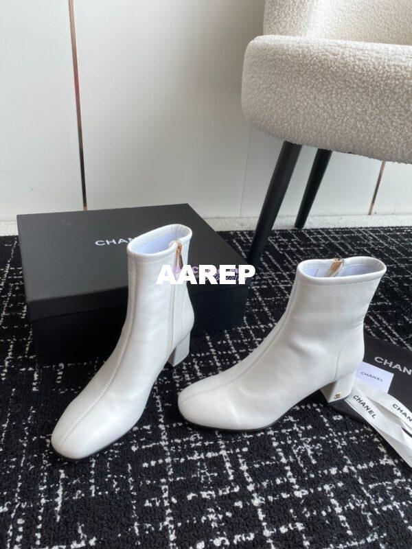 Replica Chanel Ankle Boots Stretch Lambskin G39166 White 7
