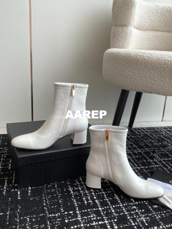 Replica Chanel Ankle Boots Stretch Lambskin G39166 White 8
