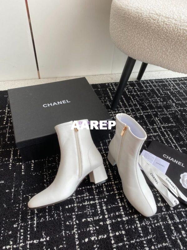 Replica Chanel Ankle Boots Stretch Lambskin G39166 White 9