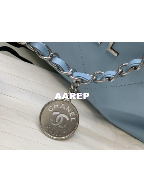 Replica Chanel 22 Handbag Shiny Calfskin & Silver Metal AS3260 AS3261 Light Blue 6