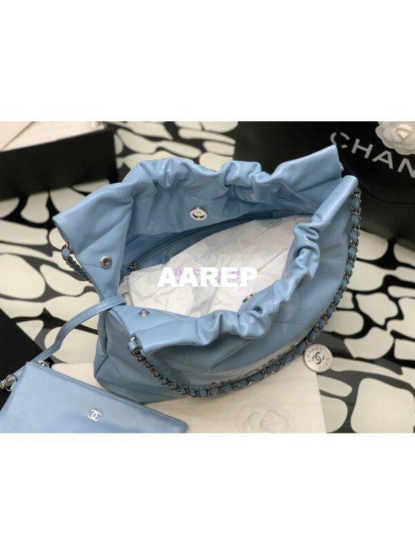 Replica Chanel 22 Handbag Shiny Calfskin & Silver Metal AS3260 AS3261 Light Blue 8
