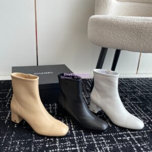 Replica Chanel Ankle Boots Stretch Lambskin G39166 Black