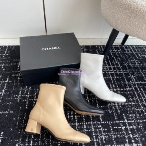 Replica Chanel Ankle Boots Stretch Lambskin G39166 Black 2