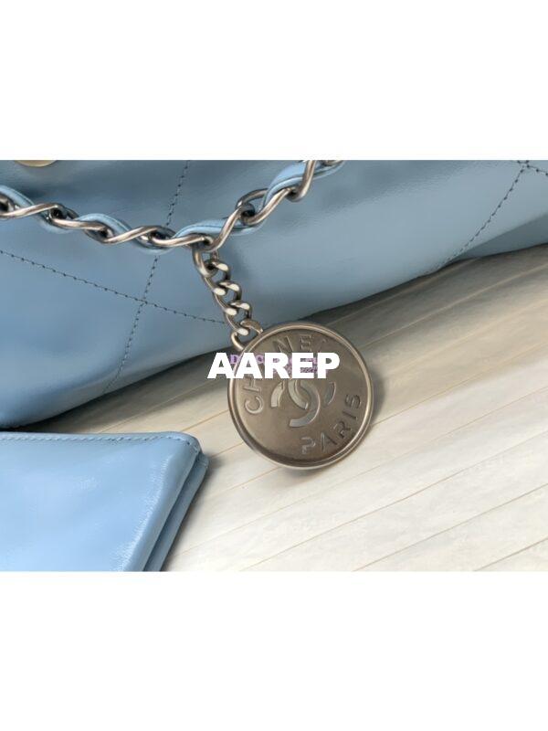 Replica Chanel 22 Handbag Shiny Calfskin & Silver Metal AS3260 AS3261 Light Blue 14