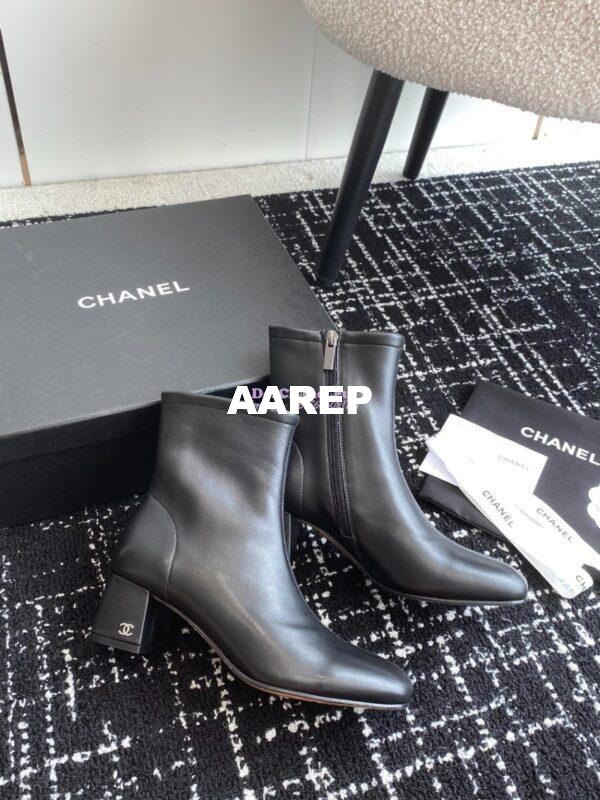 Replica Chanel Ankle Boots Stretch Lambskin G39166 Black 7
