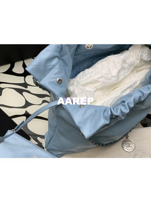 Replica Chanel 22 Handbag Shiny Calfskin & Silver Metal AS3260 AS3261 Light Blue 15