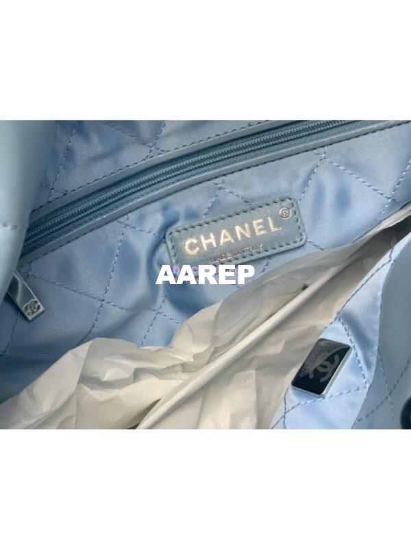 Replica Chanel 22 Handbag Shiny Calfskin & Silver Metal AS3260 AS3261 Light Blue 17