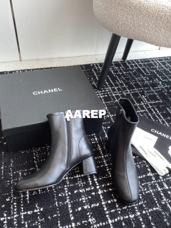 Replica Chanel Ankle Boots Stretch Lambskin G39166 Black 10