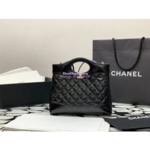 Replica Chanel 31 Mini Shopping Bag Shiny Crumpled Calfskin & Gold-Tone Metal AS4133 Black 2