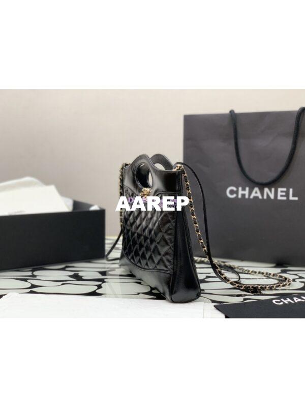 Replica Chanel 31 Mini Shopping Bag Shiny Crumpled Calfskin & Gold-Tone Metal AS4133 Black 3