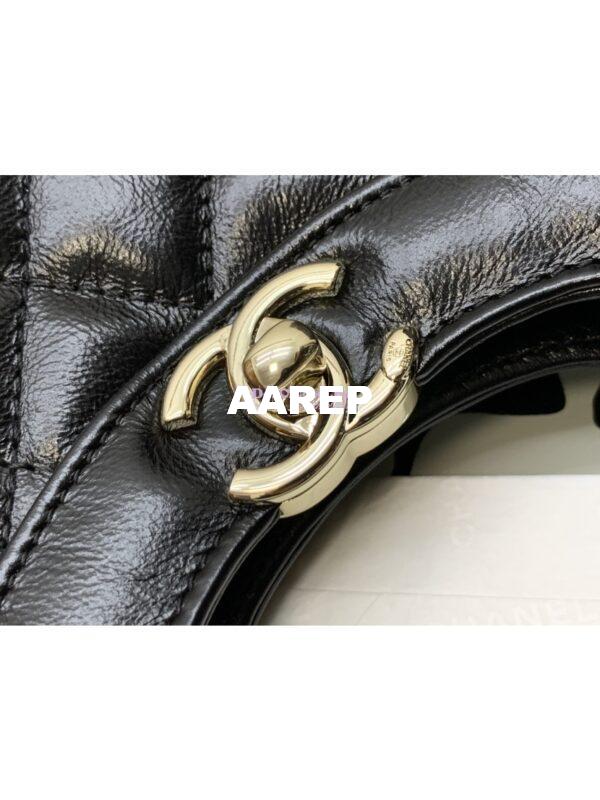 Replica Chanel 31 Mini Shopping Bag Shiny Crumpled Calfskin & Gold-Tone Metal AS4133 Black 5