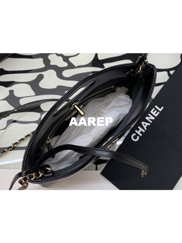 Replica Chanel 31 Mini Shopping Bag Shiny Crumpled Calfskin & Gold-Tone Metal AS4133 Black 8