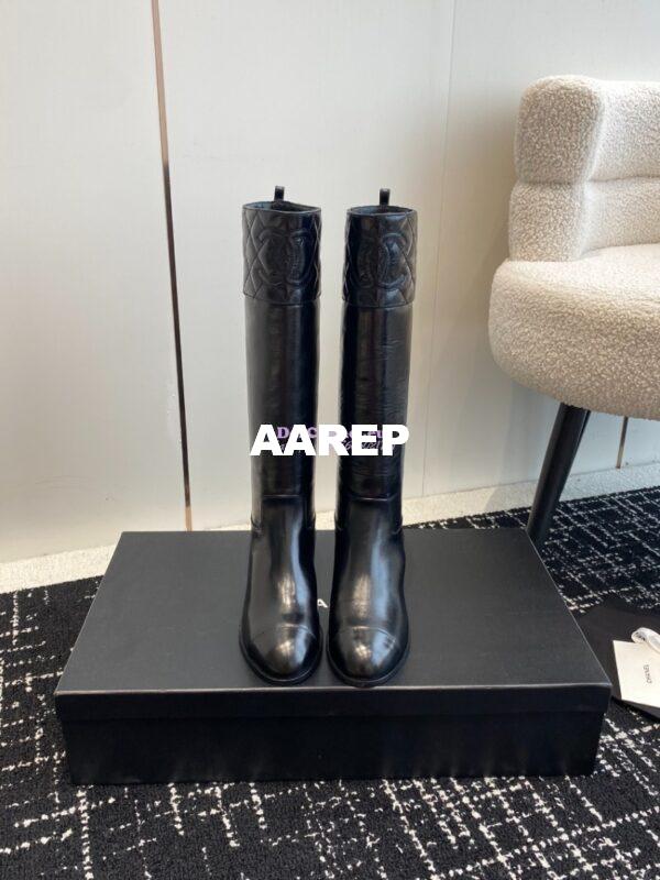Replica Chanel 23K Shiny Aged Lambskin High Boots G45200 Black 5