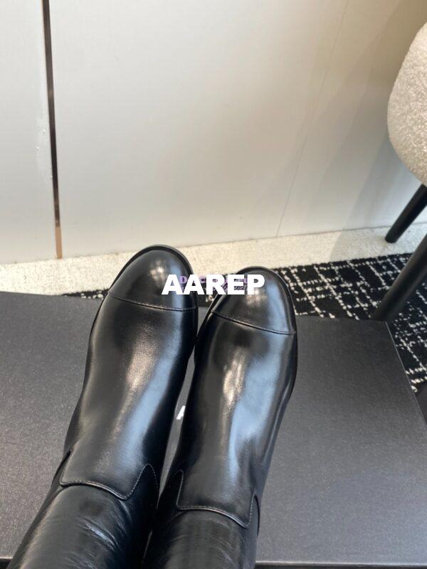 Replica Chanel 23K Shiny Aged Lambskin High Boots G45200 Black 6