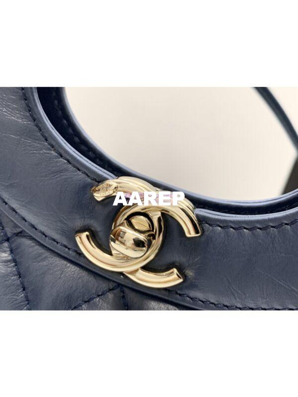 Replica Chanel 31 Mini Shopping Bag Shiny Crumpled Calfskin & Gold-Tone Metal AS4133 Navy Blue 4