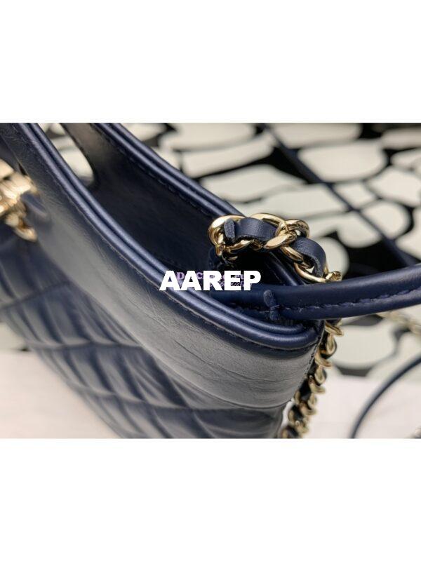 Replica Chanel 31 Mini Shopping Bag Shiny Crumpled Calfskin & Gold-Tone Metal AS4133 Navy Blue 5