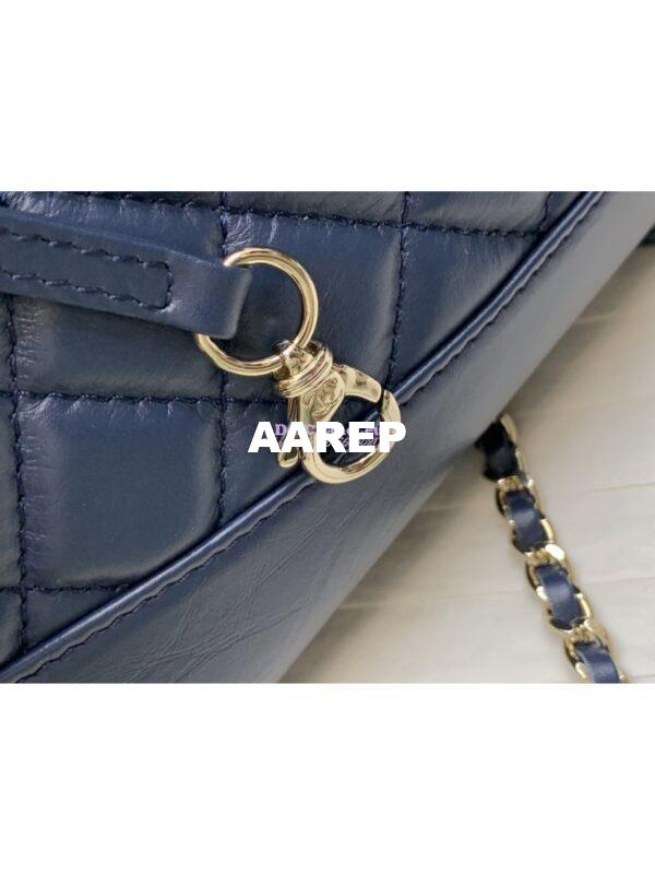 Replica Chanel 31 Mini Shopping Bag Shiny Crumpled Calfskin & Gold-Tone Metal AS4133 Navy Blue 6