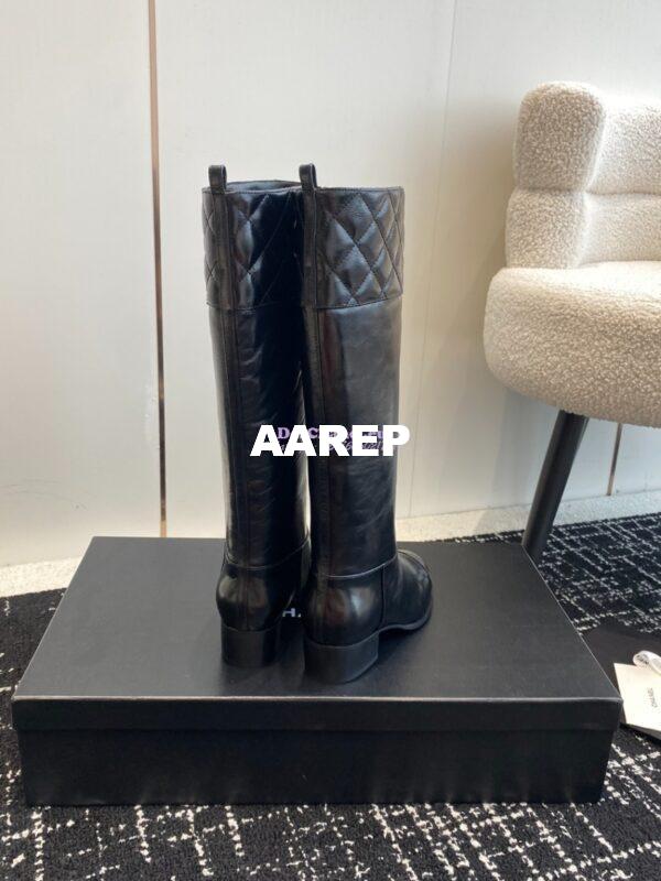 Replica Chanel 23K Shiny Aged Lambskin High Boots G45200 Black 10