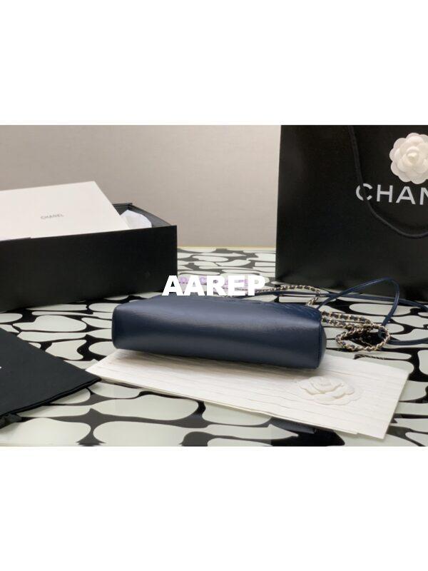 Replica Chanel 31 Mini Shopping Bag Shiny Crumpled Calfskin & Gold-Tone Metal AS4133 Navy Blue 9