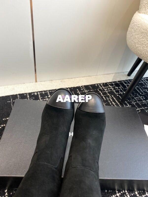 Replica Chanel 23K Suede Calfskin & Lambskin High Boots G45200 Black 7