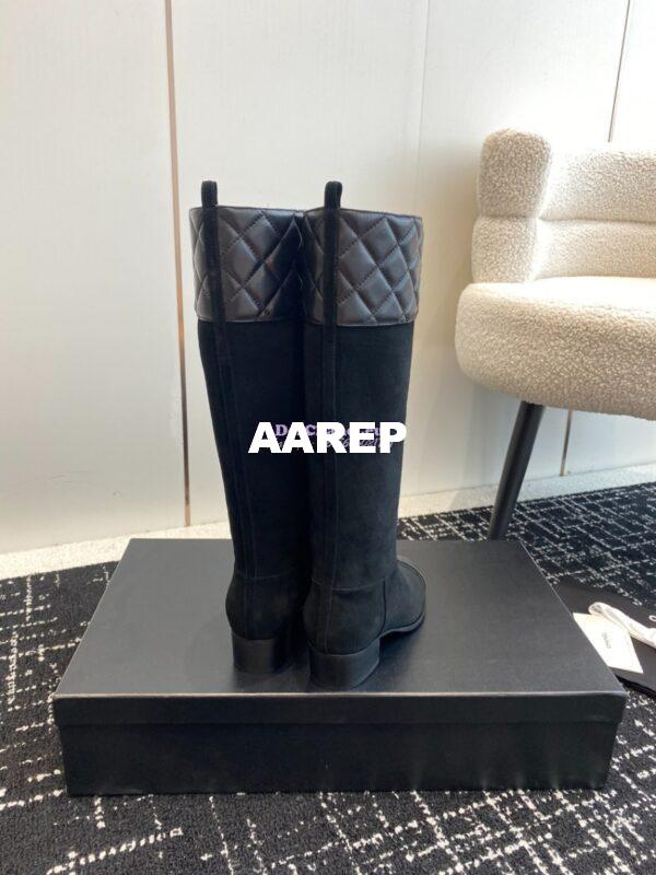 Replica Chanel 23K Suede Calfskin & Lambskin High Boots G45200 Black 10