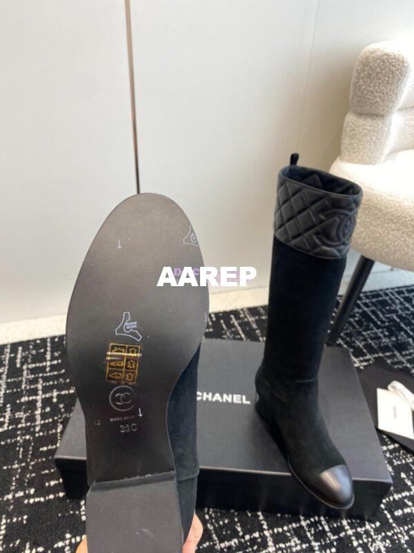Replica Chanel 23K Suede Calfskin & Lambskin High Boots G45200 Black 11