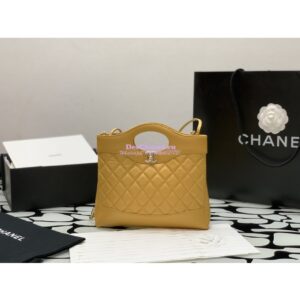 Replica Chanel 31 Mini Shopping Bag Shiny Crumpled Calfskin & Gold-Tone Metal AS4133 Yellow