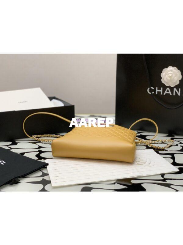 Replica Chanel 31 Mini Shopping Bag Shiny Crumpled Calfskin & Gold-Tone Metal AS4133 Yellow 4
