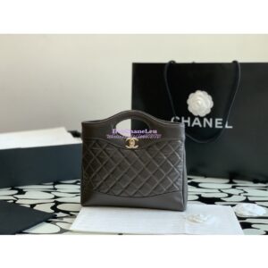 Replica Chanel 31 Mini Shopping Bag Shiny Crumpled Calfskin & Gold-Tone Metal AS4133 Dark Brown
