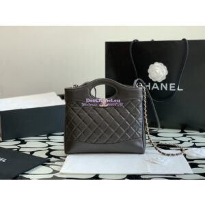 Replica Chanel 31 Mini Shopping Bag Shiny Crumpled Calfskin & Gold-Tone Metal AS4133 Dark Brown 2
