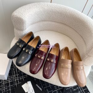 Replica Chanel 2024 Letter Logo Moccasins Calfskin G45123