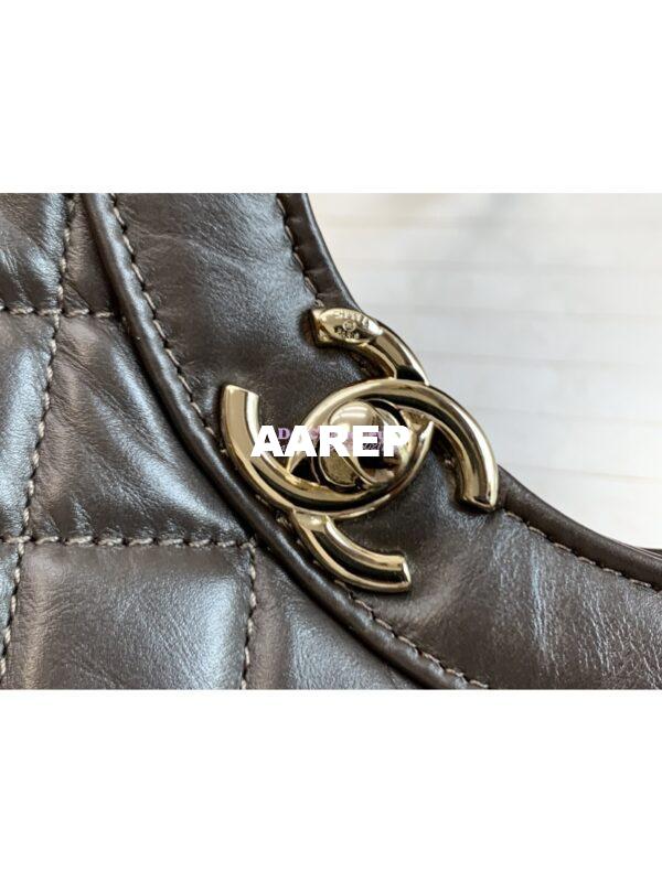 Replica Chanel 31 Mini Shopping Bag Shiny Crumpled Calfskin & Gold-Tone Metal AS4133 Dark Brown 4