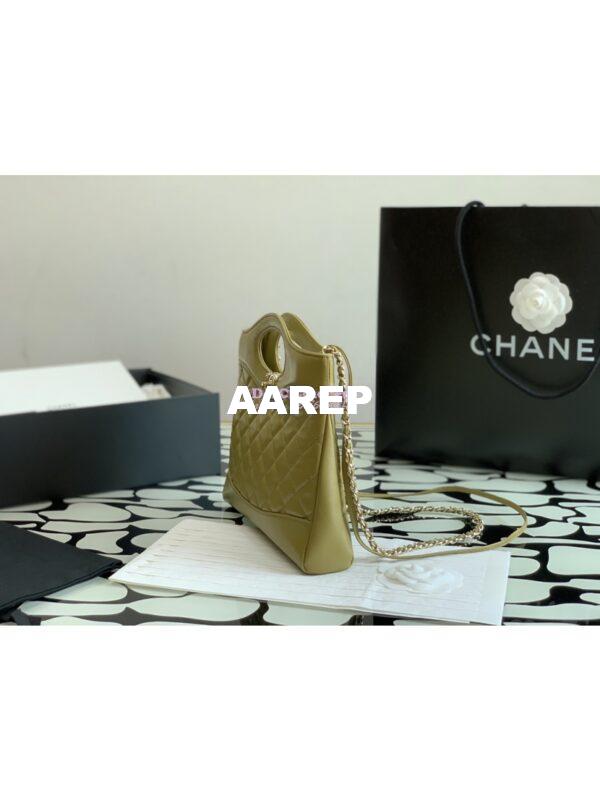 Replica Chanel 31 Mini Shopping Bag Shiny Crumpled Calfskin & Gold-Tone Metal AS4133 Matcha 5