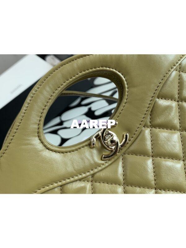 Replica Chanel 31 Mini Shopping Bag Shiny Crumpled Calfskin & Gold-Tone Metal AS4133 Matcha 6