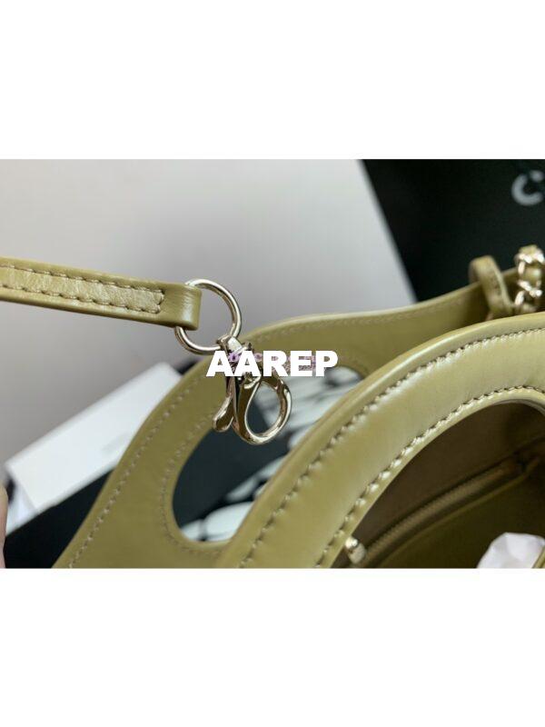Replica Chanel 31 Mini Shopping Bag Shiny Crumpled Calfskin & Gold-Tone Metal AS4133 Matcha 7