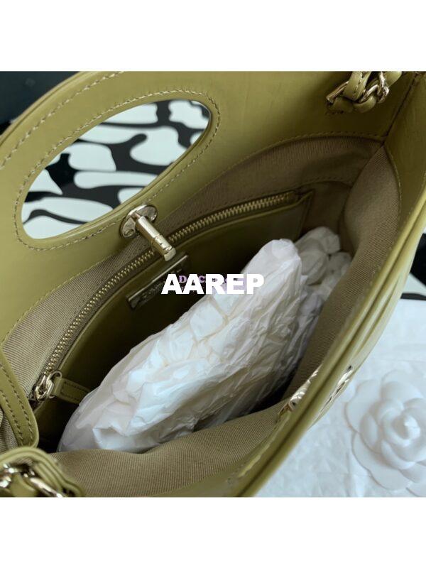 Replica Chanel 31 Mini Shopping Bag Shiny Crumpled Calfskin & Gold-Tone Metal AS4133 Matcha 8