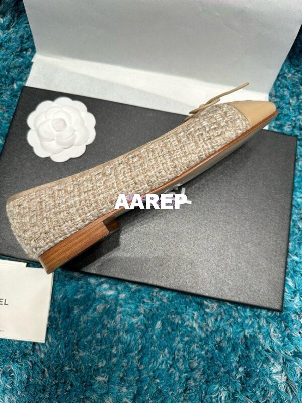 Replica Chanel Tweed and Lambskin Cap Toe Ballerinas G02819 beige 6