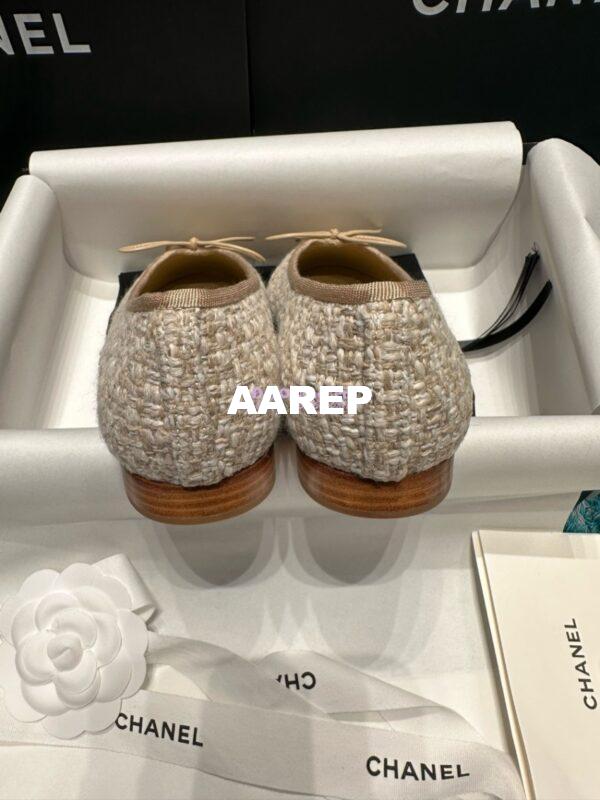 Replica Chanel Tweed and Lambskin Cap Toe Ballerinas G02819 beige 7