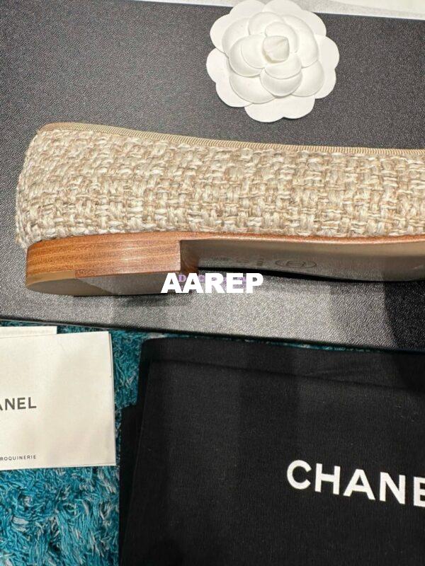 Replica Chanel Tweed and Lambskin Cap Toe Ballerinas G02819 beige 8