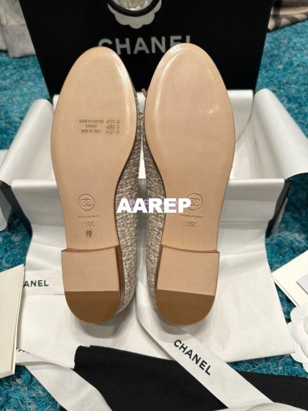 Replica Chanel Tweed and Lambskin Cap Toe Ballerinas G02819 beige 10