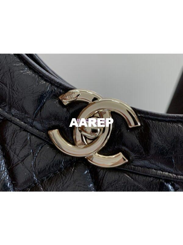 Replica Chanel 31 Large Shopping Bag Shiny Crumpled Calfskin & Gold-Tone Metal AS1010 Black 5