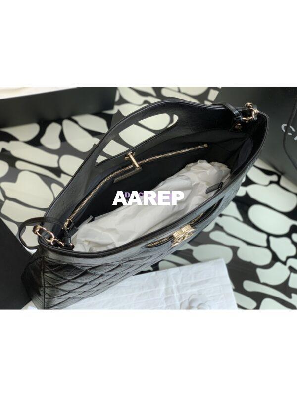 Replica Chanel 31 Large Shopping Bag Shiny Crumpled Calfskin & Gold-Tone Metal AS1010 Black 7