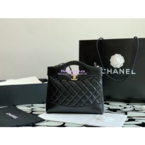 Replica Chanel 31 Mini Shopping Bag Shiny Crumpled Calfskin with lambskin & Gold-Tone Metal AS4133 Black 2