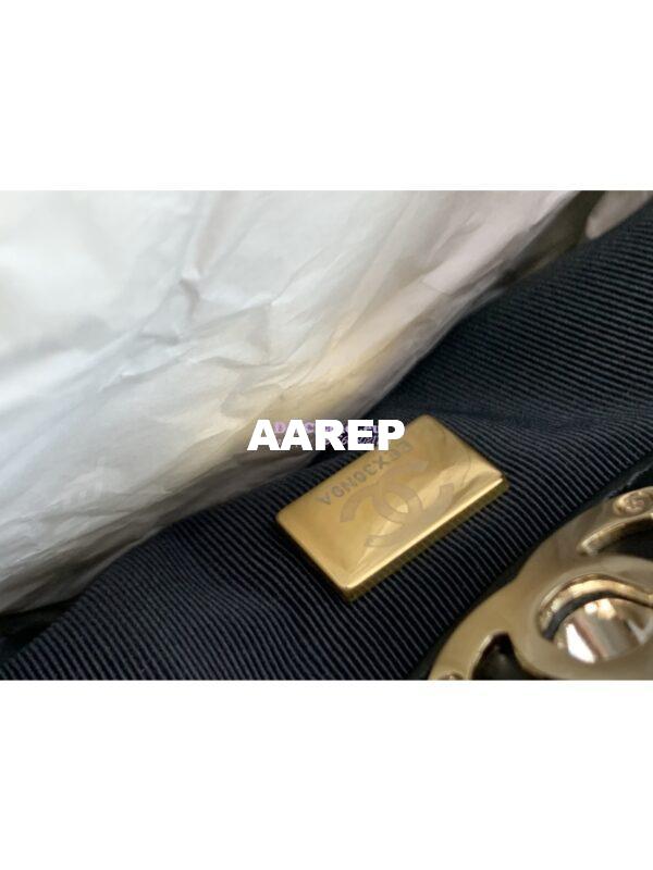 Replica Chanel 31 Mini Shopping Bag Shiny Crumpled Calfskin with lambskin & Gold-Tone Metal AS4133 Black 9